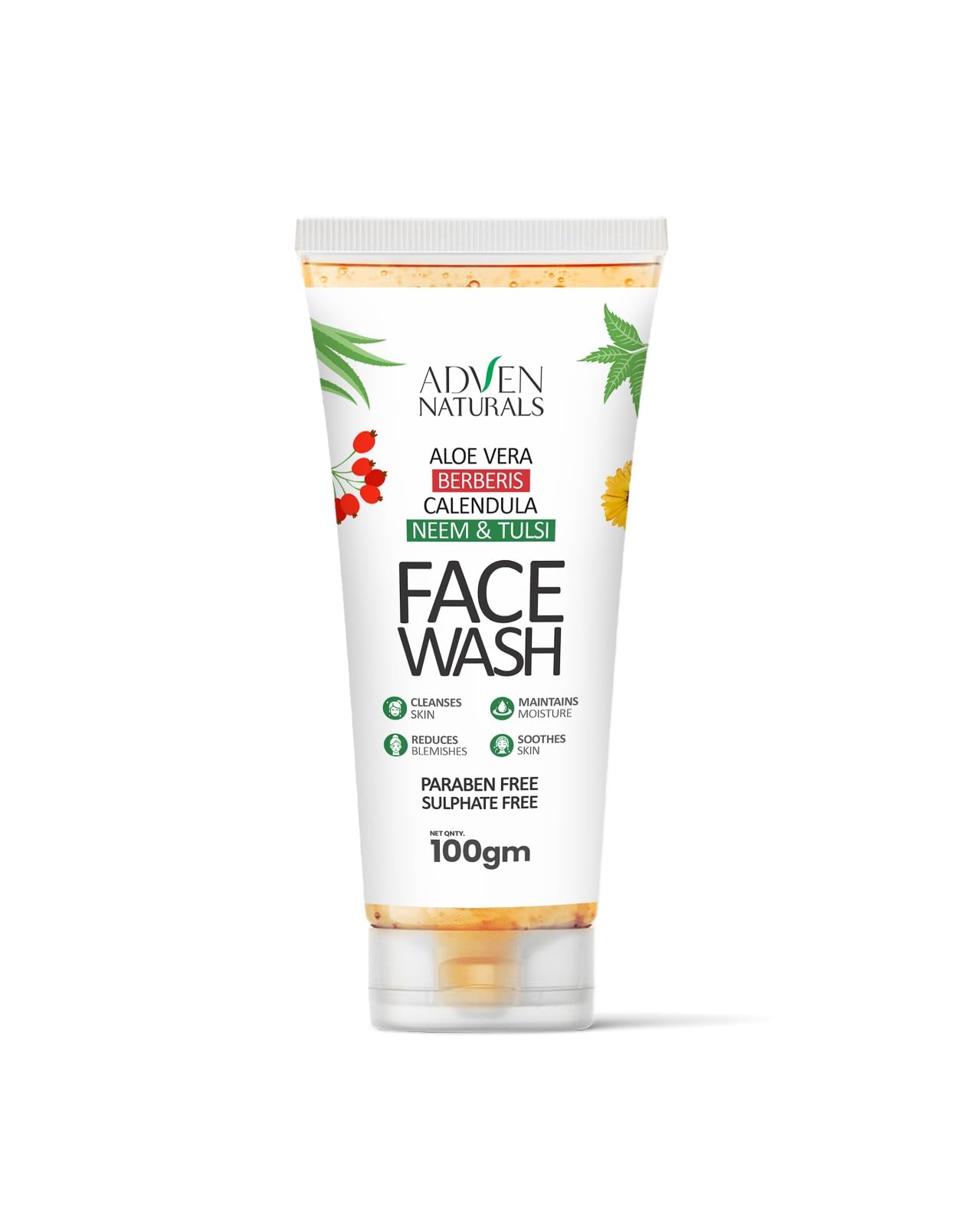Adven Naturals Face Wash with Aloe vera Berberis Calendula Neem Tulsi
