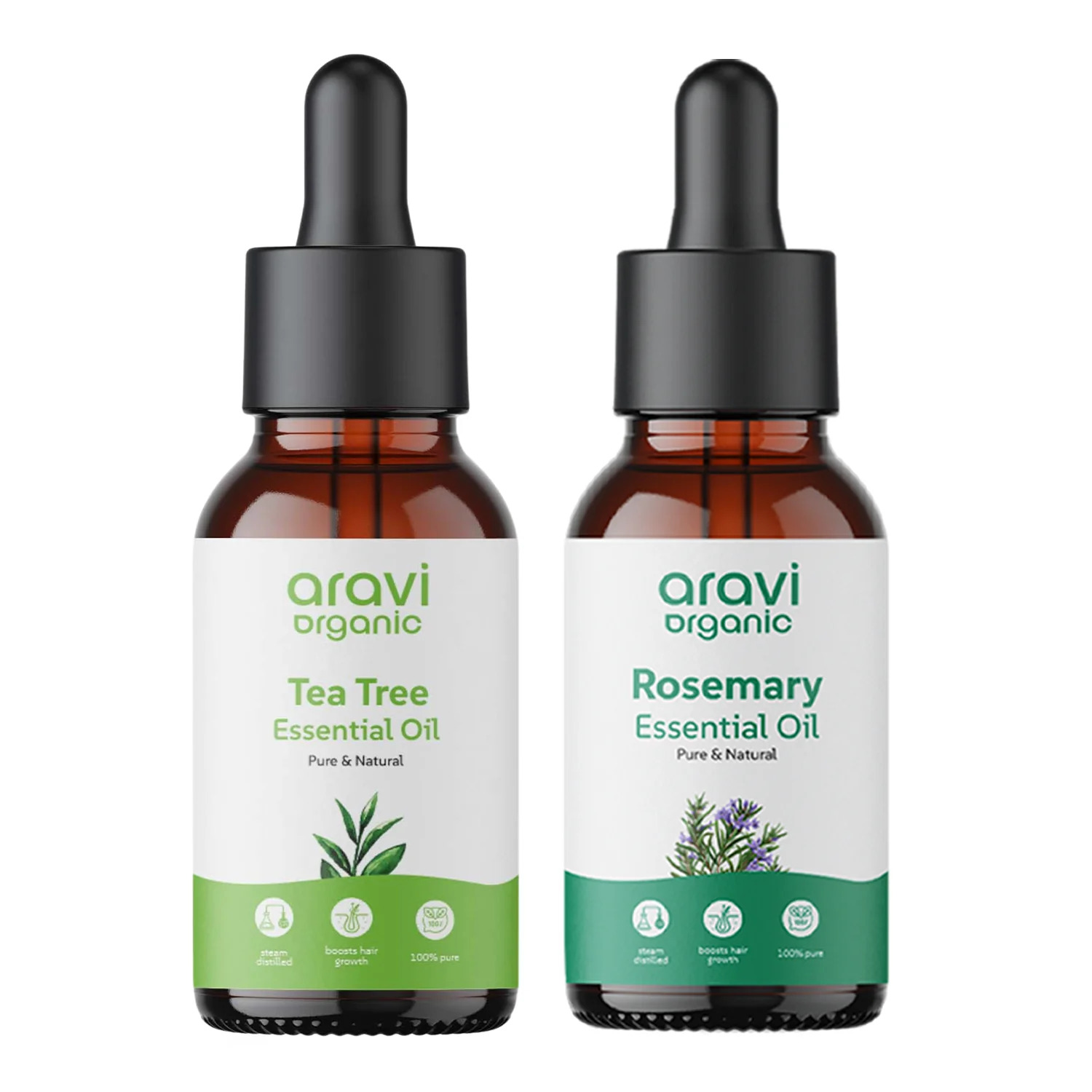 Aravi Organic Tea Tree and Rosemary Essential Oil Combo Pack