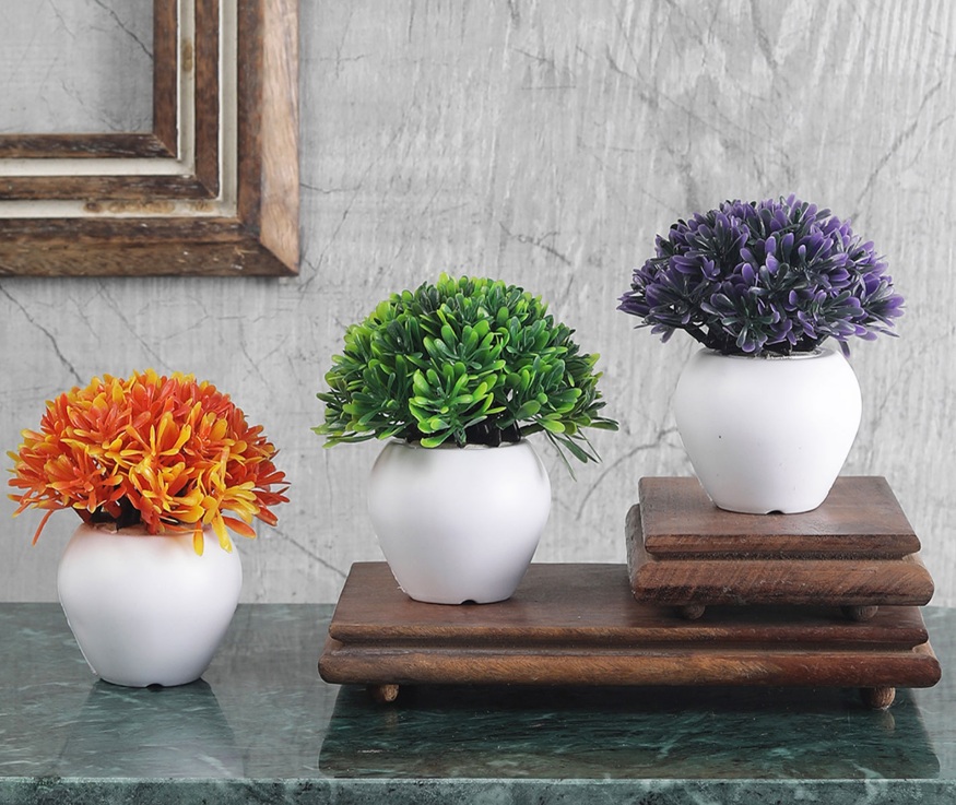 Artificial Colorful Mini Plants -Set of 3