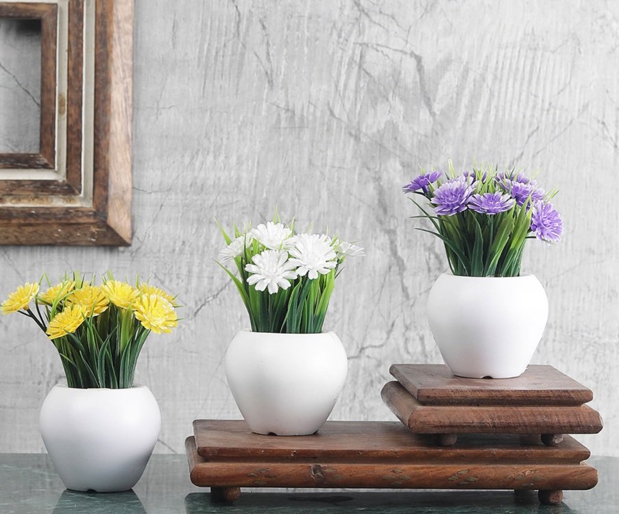 Artificial Mini Gerbera Floral Plants- Set of 3