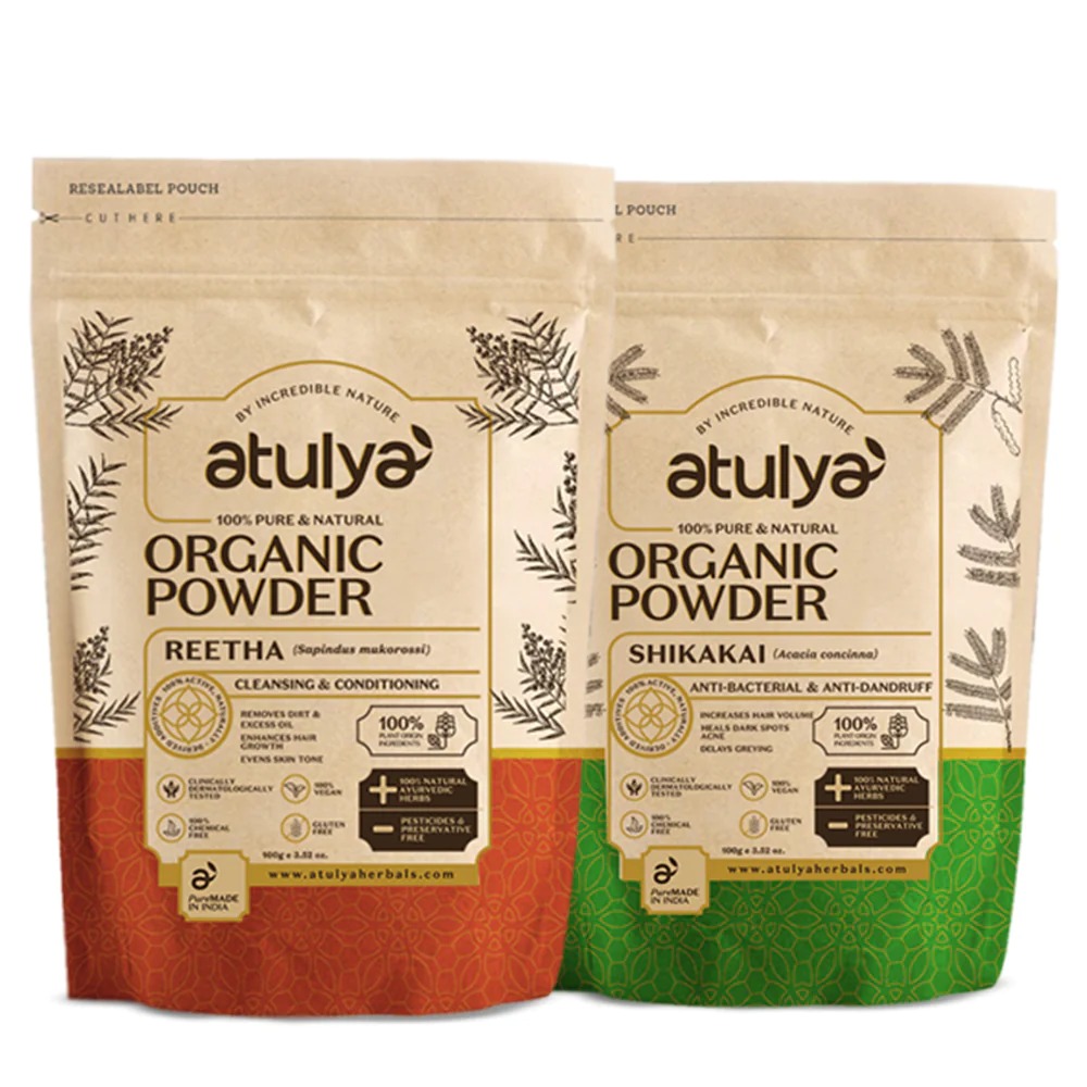 Atulya 100% Pure & Natural Organic Powder Reetha, Shikakai Powder