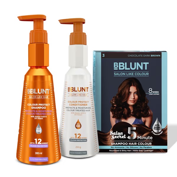 Bblunt Chocolate Dark Brown Shampoo Hair Colour & Care Kit