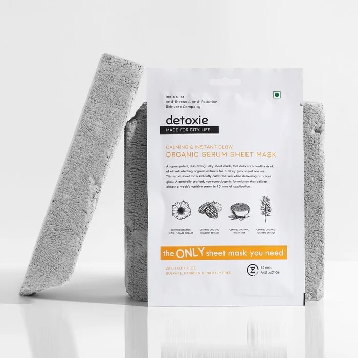 Detoxie Calming & Instant Glow Organic Serum Sheet Mask