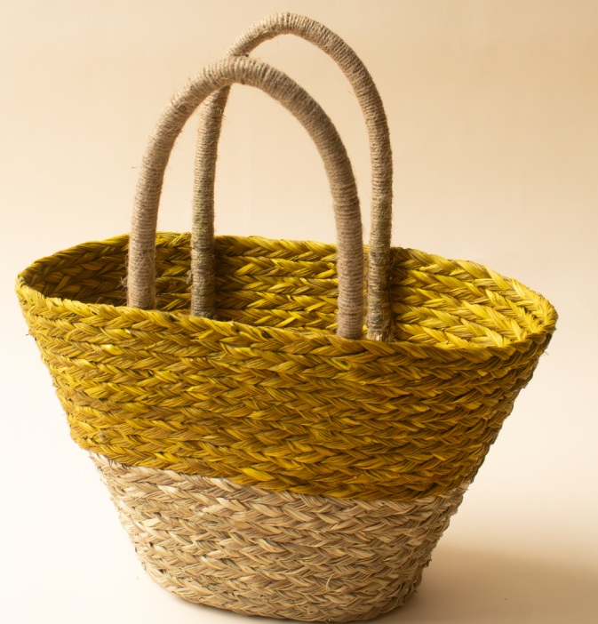 Dual Color Sabai Grass V Shaped Gift Basket
