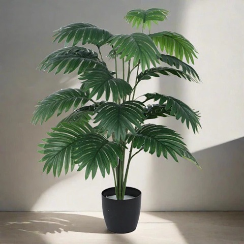 Faux Green Areca Palm Plant With Pot - 2.79 ft