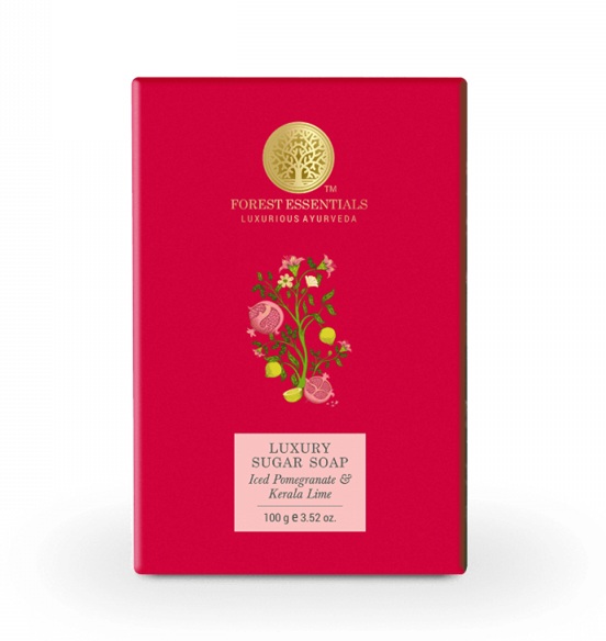 Forest Essentials Luxury Sugar Soap Iced Pomegranate and Kerala Lime