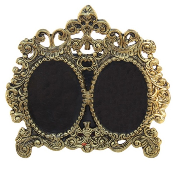 Golden Victorian Style Metal Double Picture Photo Frames