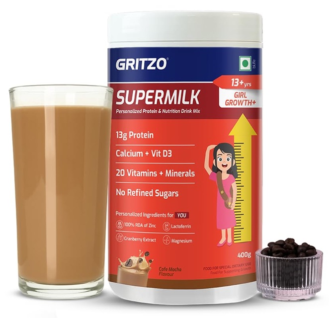 Gritzo Supermilk Growth+ - Cafe Mocha - 13+y Girl