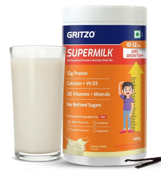 Gritzo Supermilk Growth+ - Creamy Vanilla - 10-12y Girl