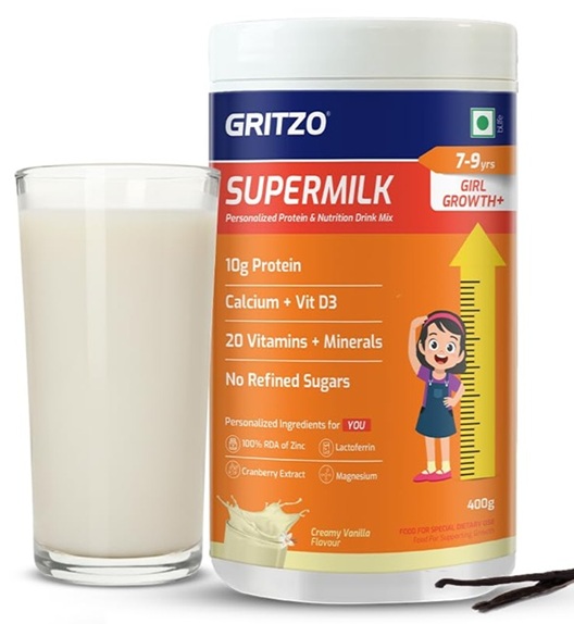 Gritzo Supermilk Growth+ - Creamy Vanilla - 7-9y Girl