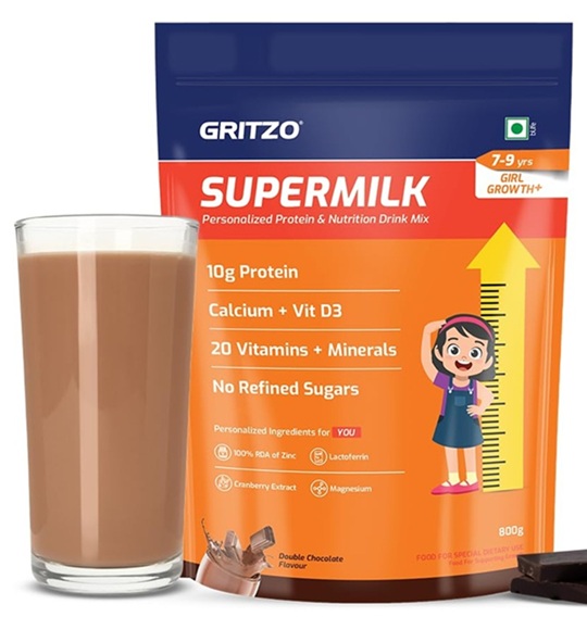 Gritzo Supermilk Growth+ - Double Chocolate - 7-9y Girl