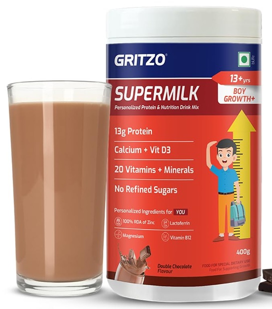 Gritzo Supermilk Growth+ - Double Chocolate - 13+y Boy