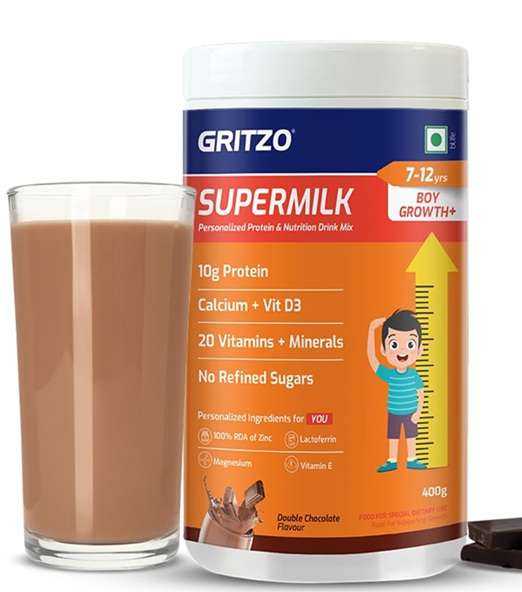 Gritzo Supermilk Growth+ - Double Chocolate - 7-12y Boy