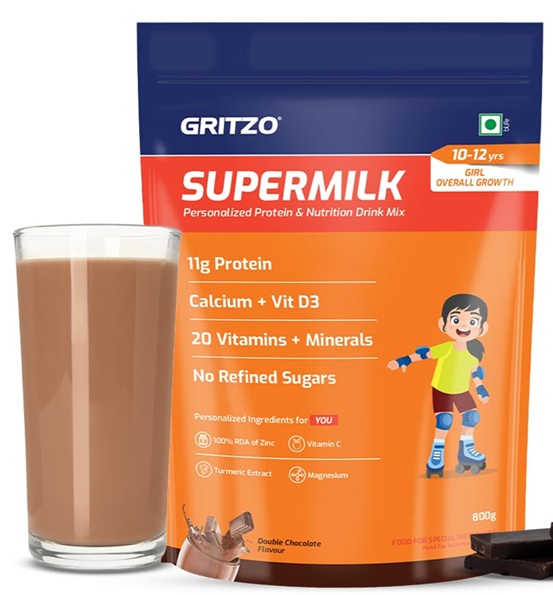 Gritzo Supermilk Overall Growth - Double Chocolate - 10-12y Girl