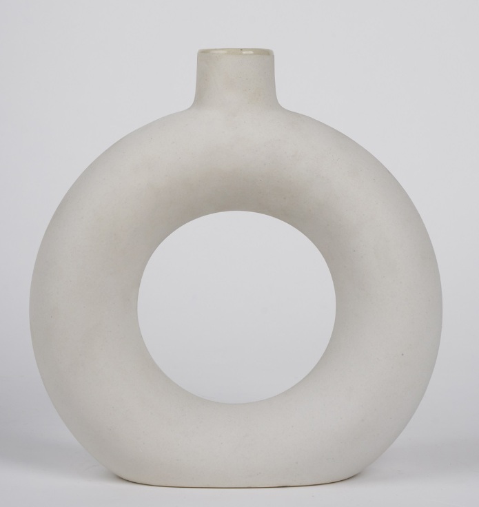 Modern Decorative Donut Ceramic Vase (White, S)