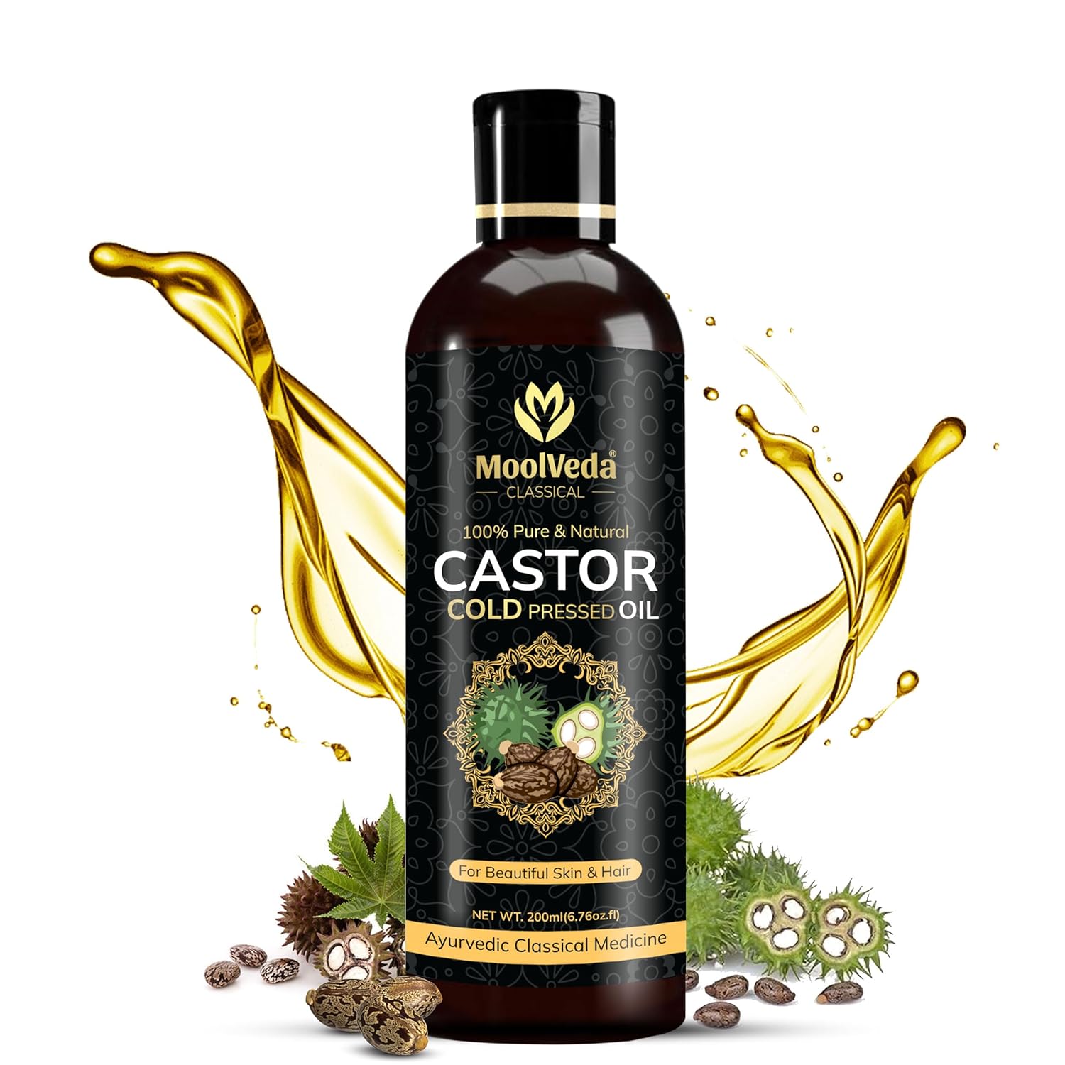 Moolveda Pure Cold Pressed Castor Hair Oil 