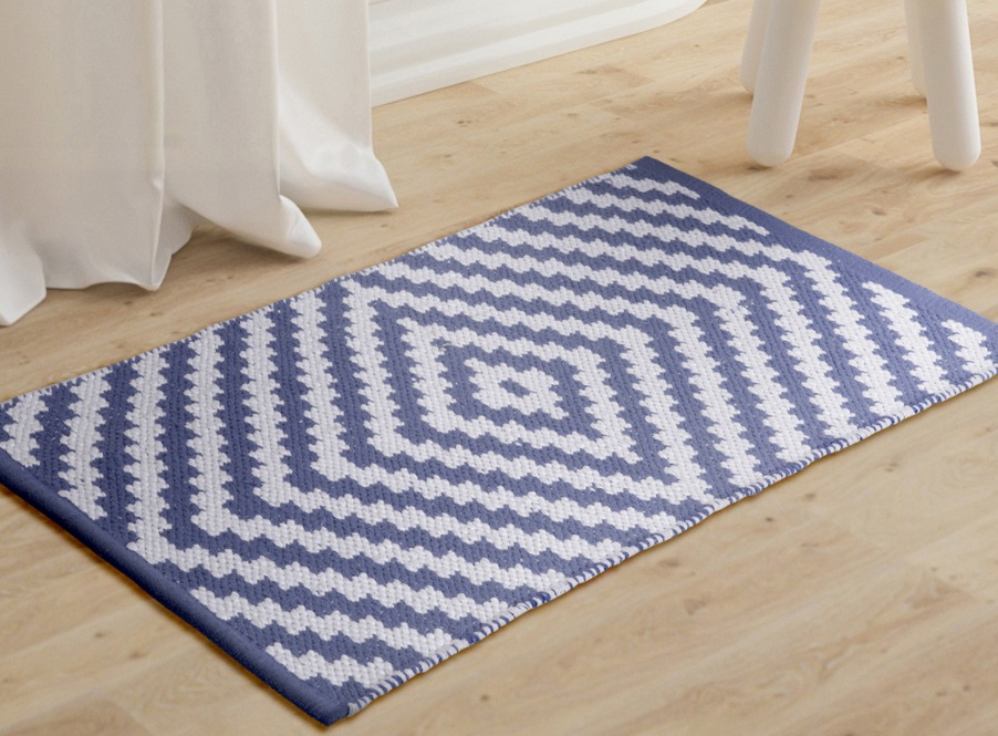 Multipurpose Mat - Cotton Door Mat or Bath Mat (Blue)