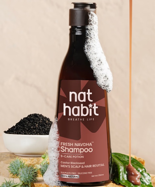Nat Habit Castor Blackseed Mens Scalp & Hair Revital Navdha Shampoo