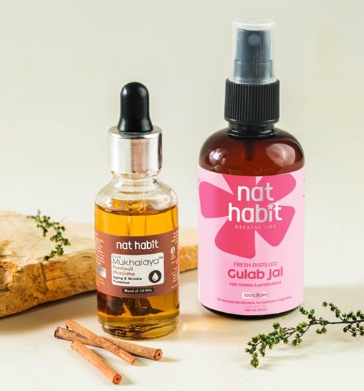Nat Habit Patchouli Manjistha Mukhalaya & Gulab Flora Jal Combo