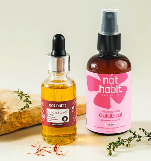 Nat Habit Saffron Tuberose Mukhalaya & Gulab Flora Jal Combo