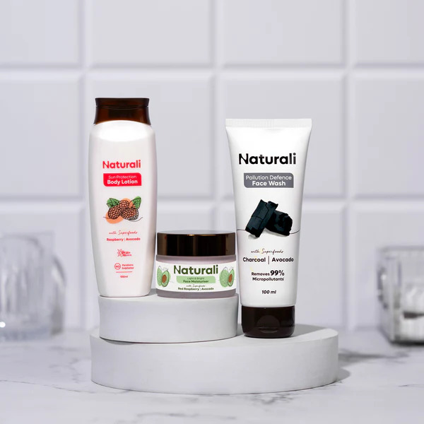 Naturali Charcoal Face Wash + Face Moisturiser + SPF Body Lotion