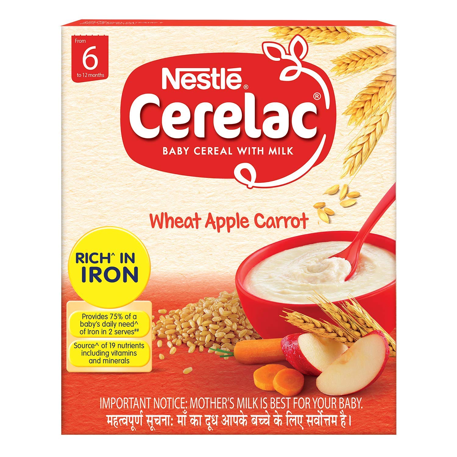Nestle Cerelac  Baby Cereal with Milk, Wheat Apple Carrot