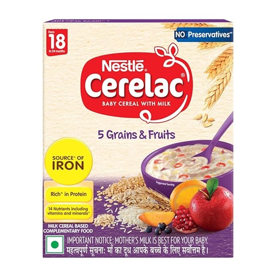 Nestle Cerelac Baby Cereal with Milk, 5 Grains & Fruits