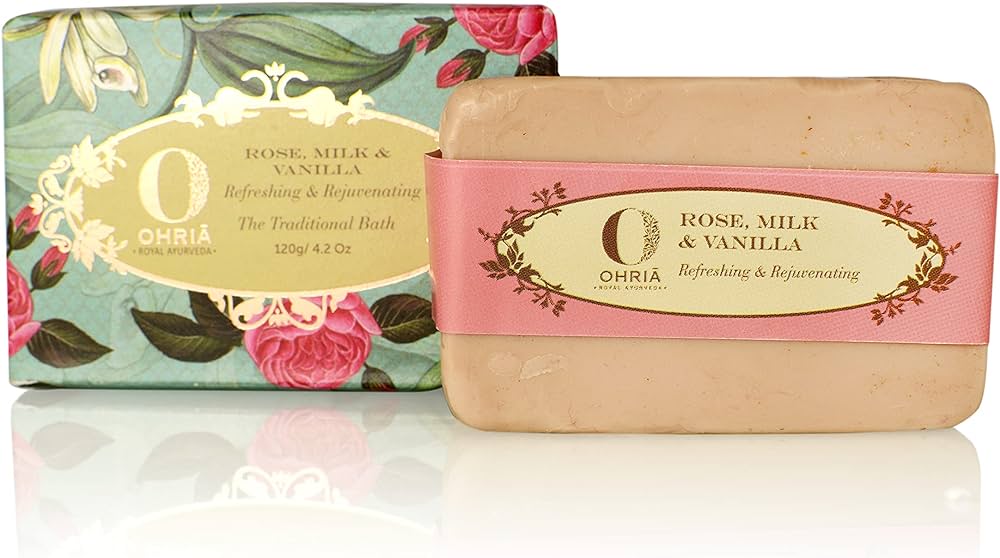 Ohria Ayurveda Rose, Milk & Vanilla Bathing Bar