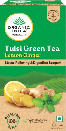 Organic India Tulsi Green Tea Lemon Ginger Tea Bags