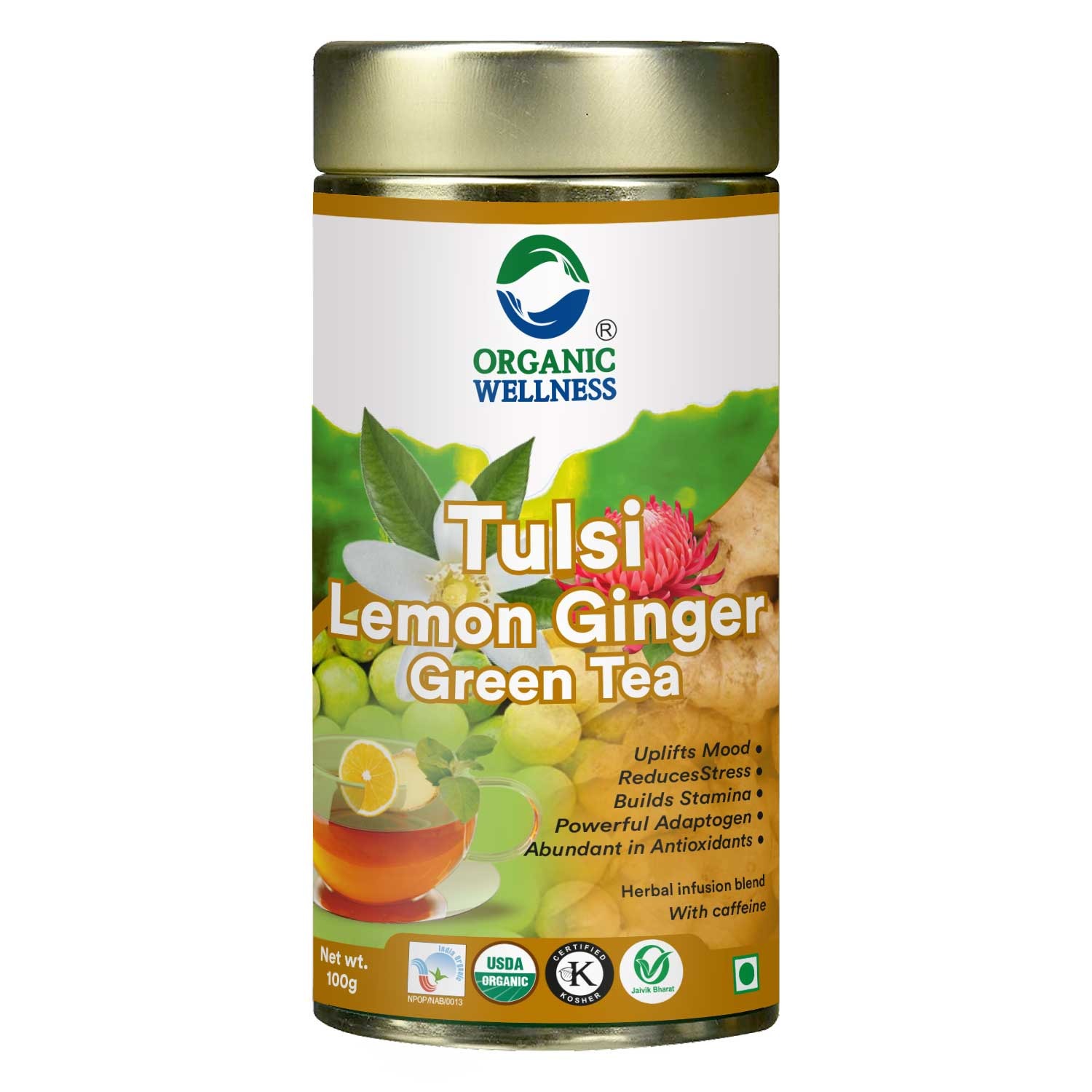 Organic Wellness Tulsi Lemon ginger Green Tea 