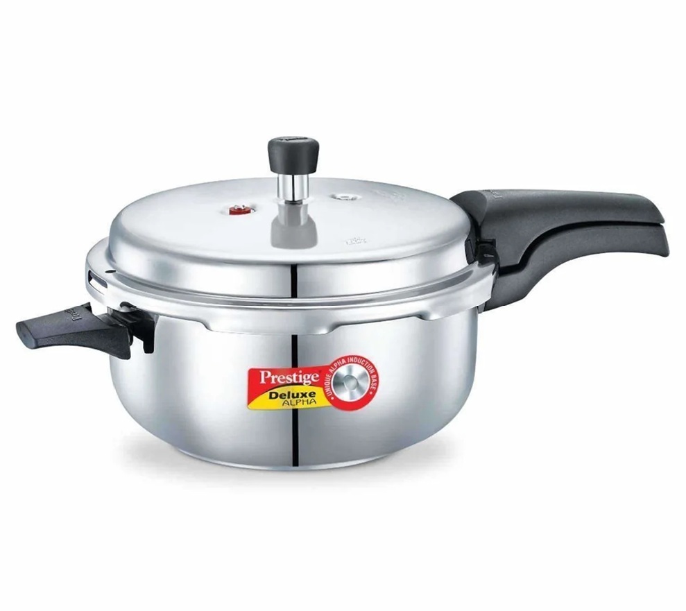 Prestige Deluxe Alpha Stainless Steel Deep Pan Pressure Cooker, 5 Litres, Silver -5 L
