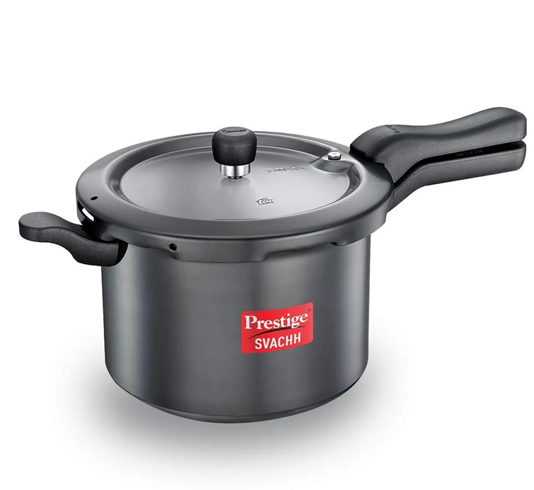 Prestige Deluxe Plus Hard Anodized Outer Lid Pressure Cooker, 5 Litres, Black