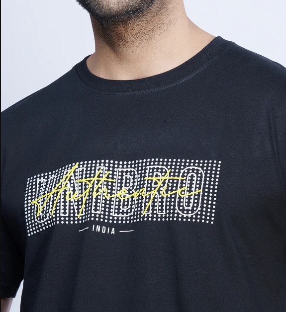 Ramraj Black Graphic Printed Round Neck Casual T-Shirt GT38