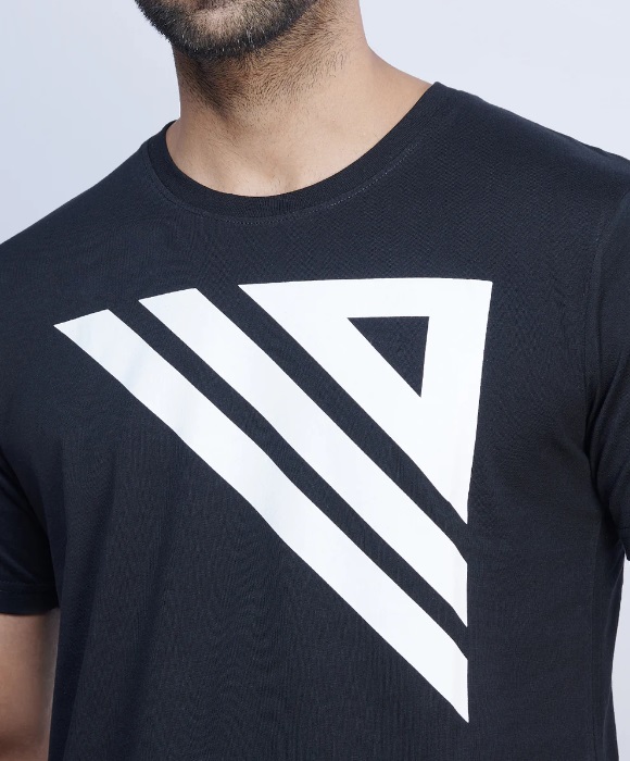 Ramraj Black Graphic Printed Round Neck Casual T-Shirt GT43