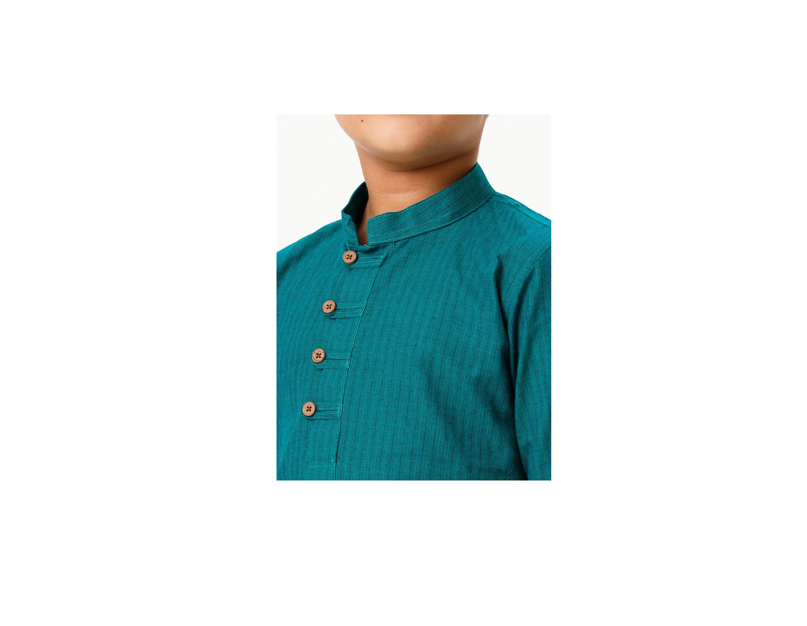 Ramraj Boys Breeze Cotton Full Sleeves Peacock Green Kurta