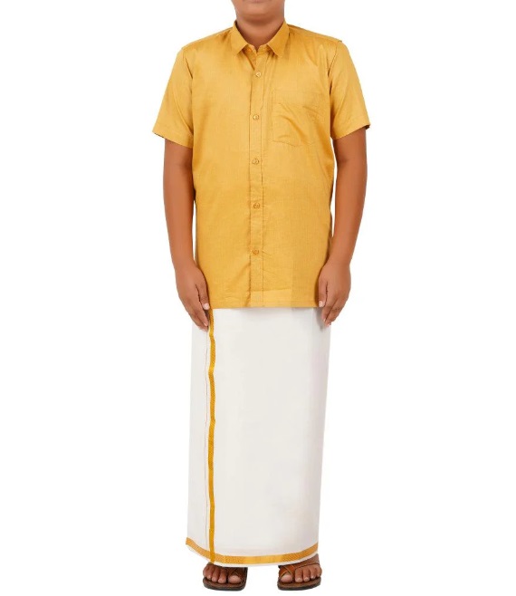 Ramraj Boys Matching Dhoti & Shirt Combo Luxor Gold OX32