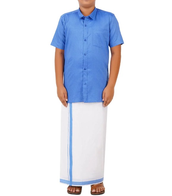 Ramraj Boys Matching Dhoti & Shirt Combo Sapphire Blue OX10