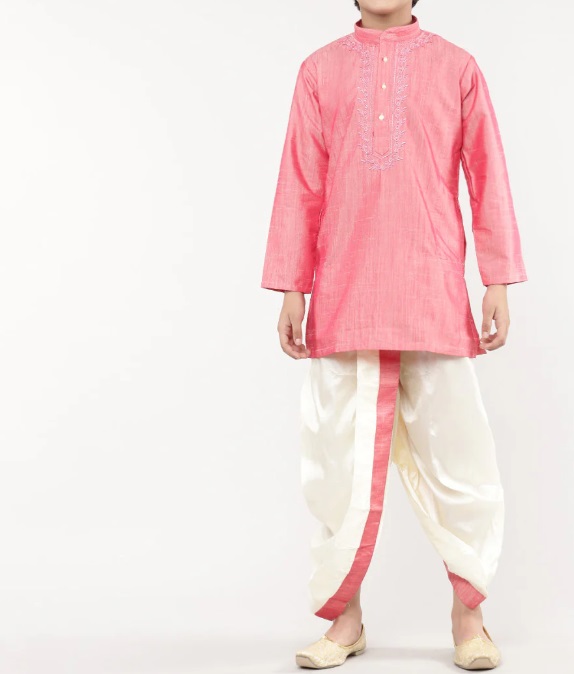 Ramraj Boys Matching Kurta & Panchakacham Joy Set Pink VB3