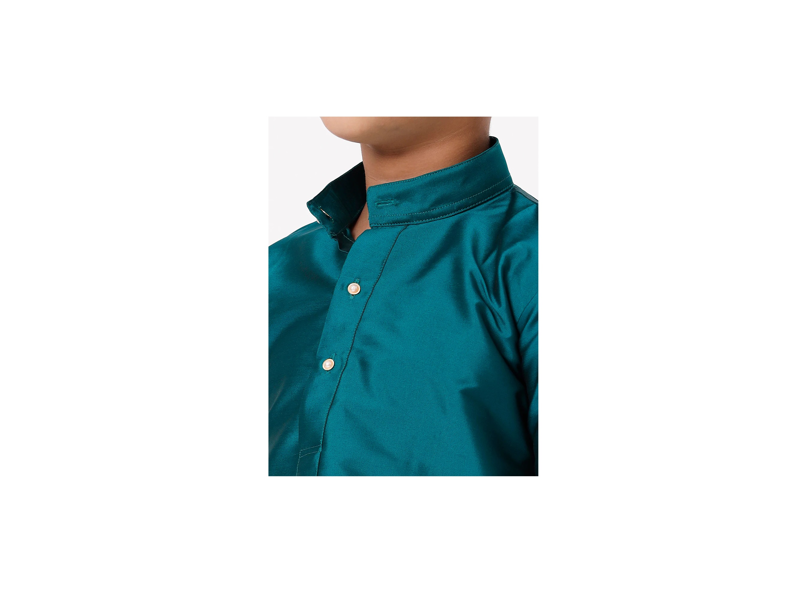 Ramraj Boys Silk Cotton Full Sleeves Dark Green Kurta