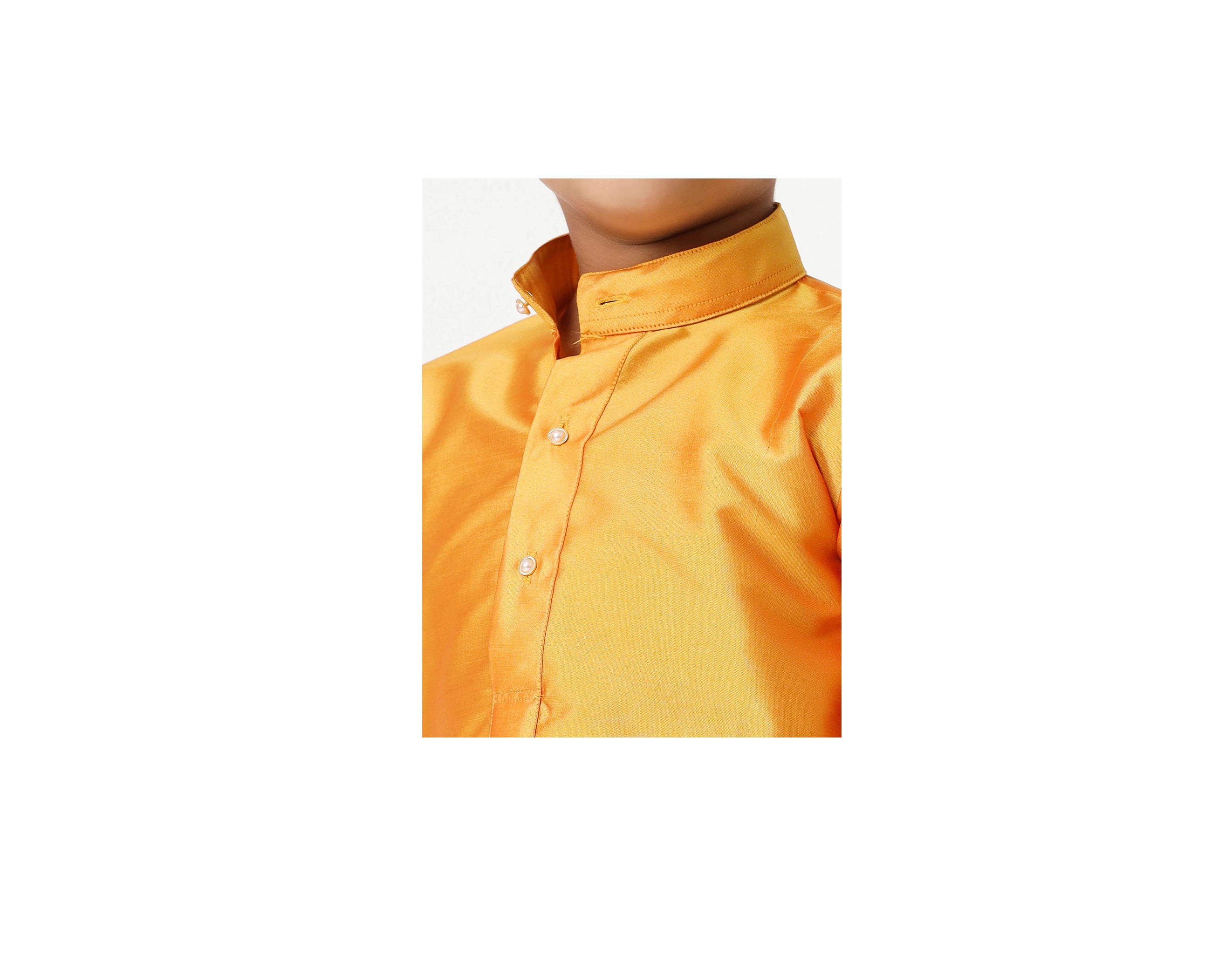 Ramraj Boys Silk Cotton Full Sleeves Golden Yellow Kurta