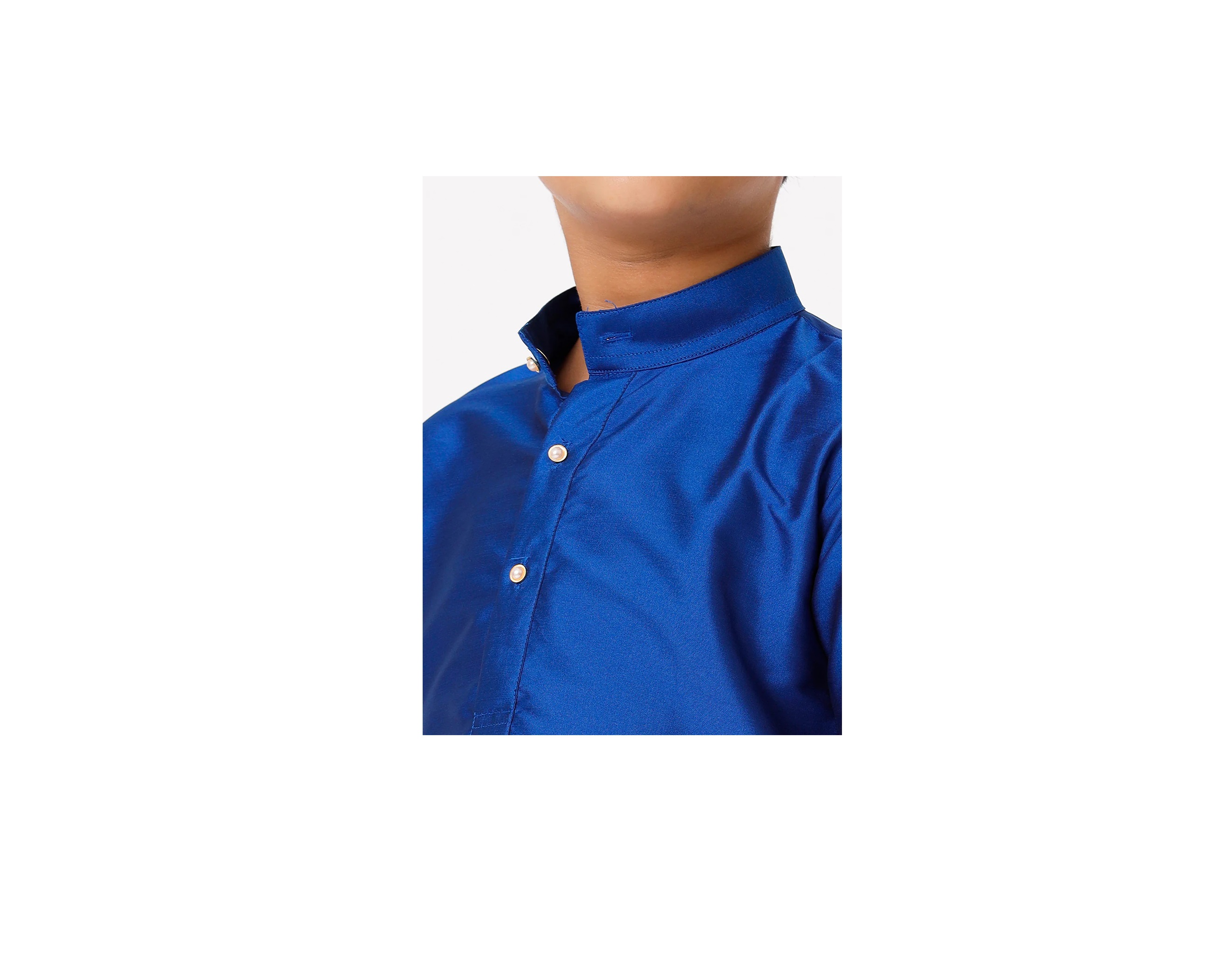 Ramraj Boys Silk Cotton Full Sleeves Royal Blue Kurta