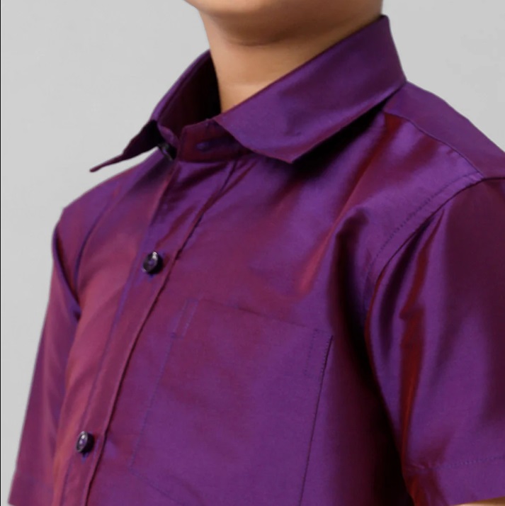 Ramraj Boys Silk Cotton Violet Half Sleeves Shirt K21