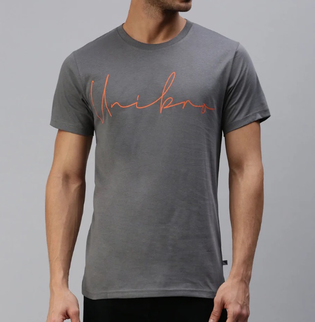 Ramraj Graphic Printed Round Neck Casual T-Shirt Grey GT33