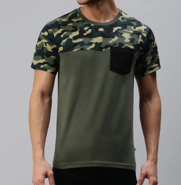 Ramraj Graphic Printed Round Neck Casual T-Shirt With Pocket Green GT32