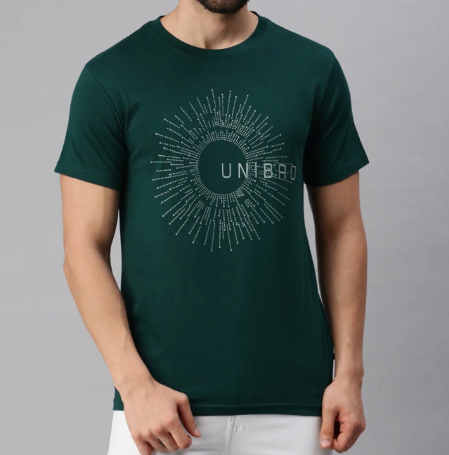 Ramraj Graphic Printed Super Combed Cotton Round Neck Green T-Shirt GT30