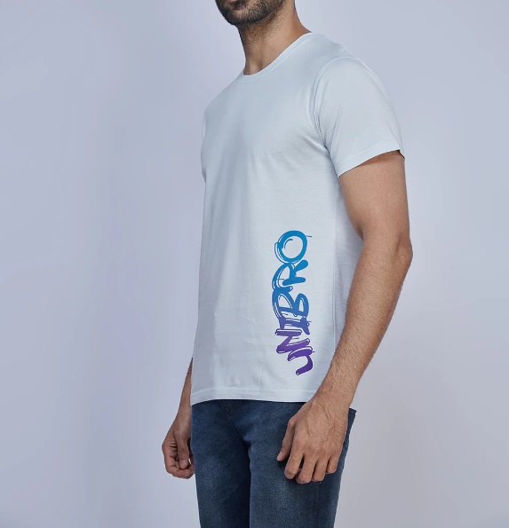 Ramraj Light Blue Graphic Printed Round Neck Casual T-Shirt GT36