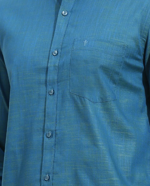 Ramraj Men 100% Cotton Greenish Blue Shirt CL2 GT29
