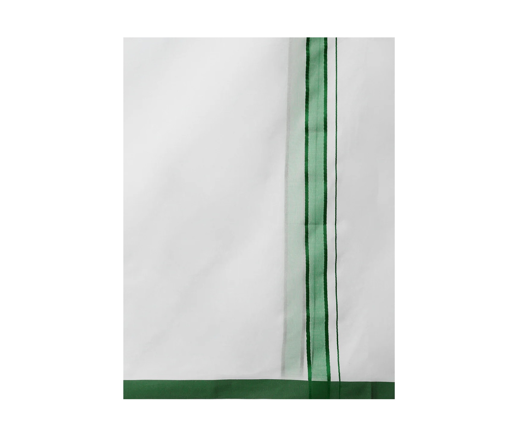 Ramraj Mens 100 percentage Cotton Double Dhoti White with Green Border Ozone Plain