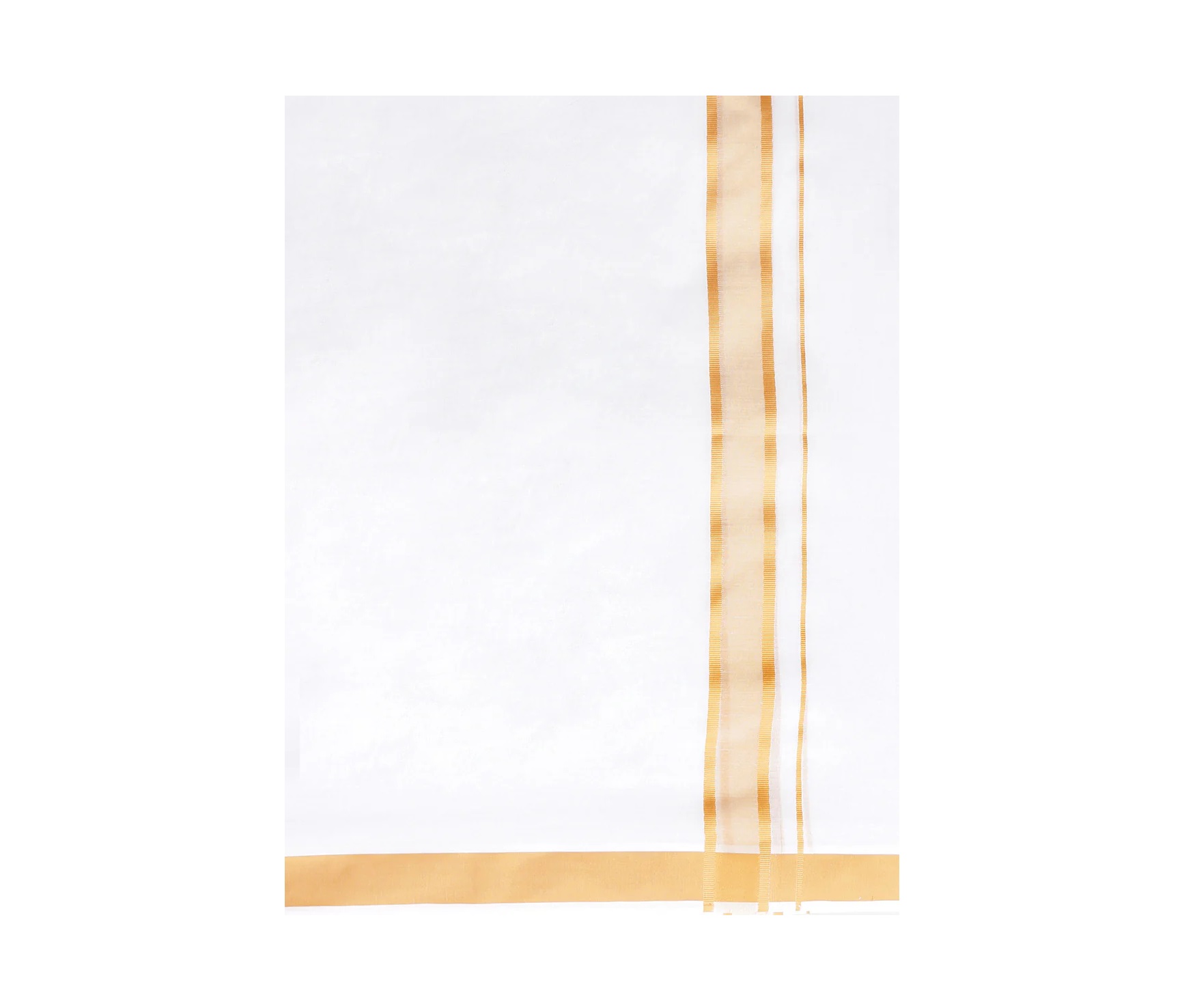 Ramraj  Mens 100 percentage Cotton Double Dhoti White with Mustard Border Ozone Plain