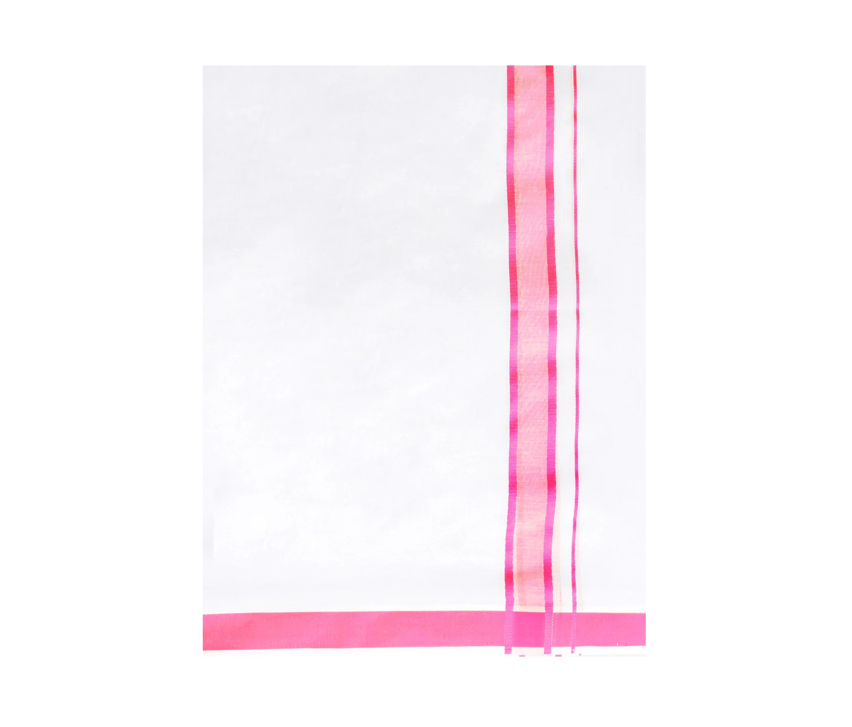 Ramraj Mens 100 percentage Cotton Double Dhoti White with Pink Border Ozone Plain